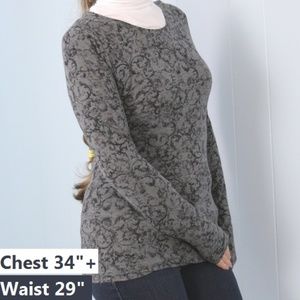 Cuddl Duds Long Sleeve Crew Tee Top Gray Black M